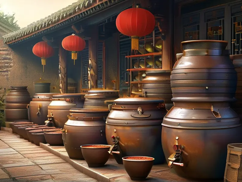 传统白酒酿造作坊展示从粮食到酒的全过程