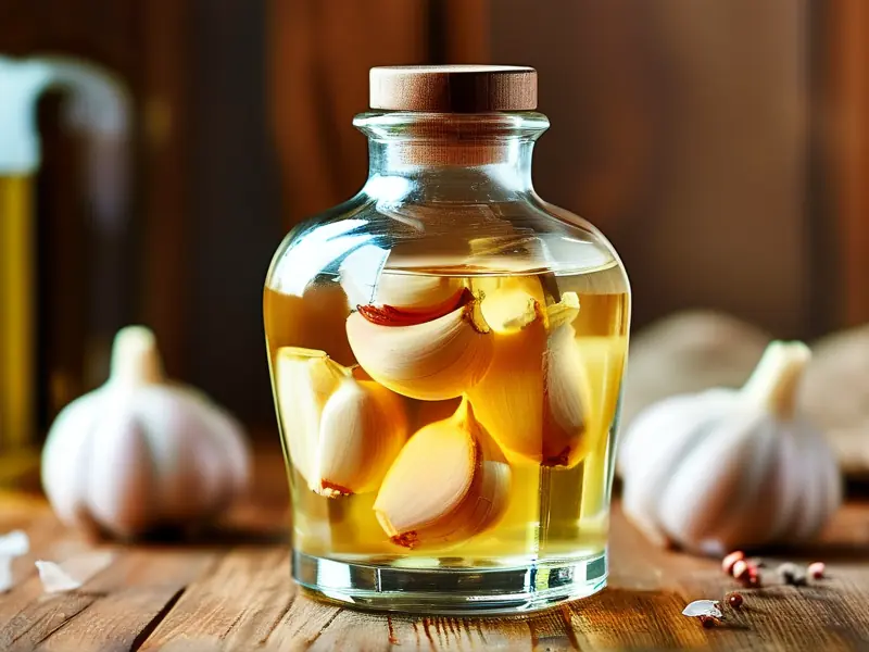 家庭自制白酒泡大蒜实物展示图