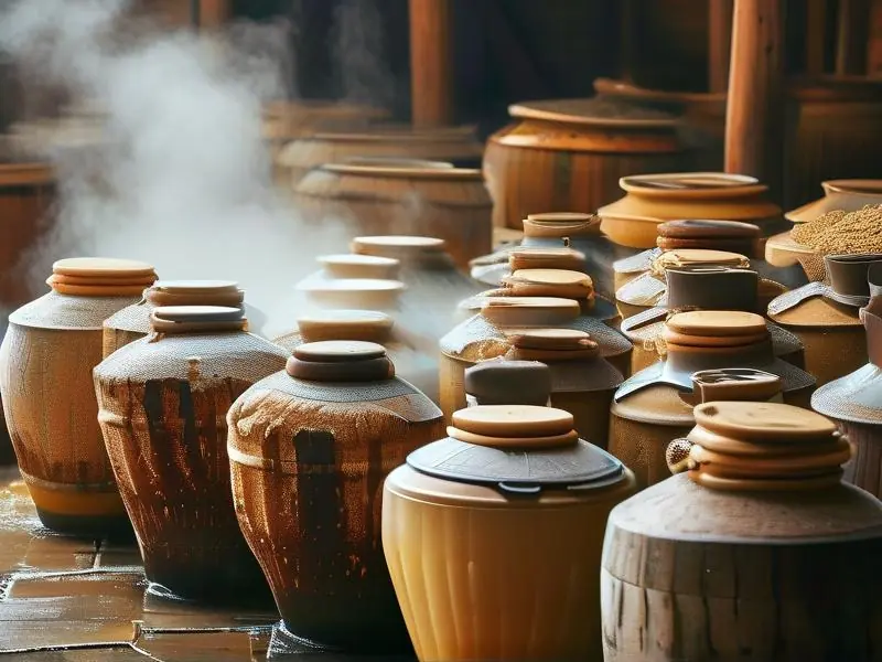 白酒生料发酵原料与发酵过程实景图