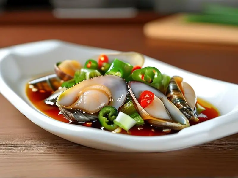白酒煮花螺成品展示
