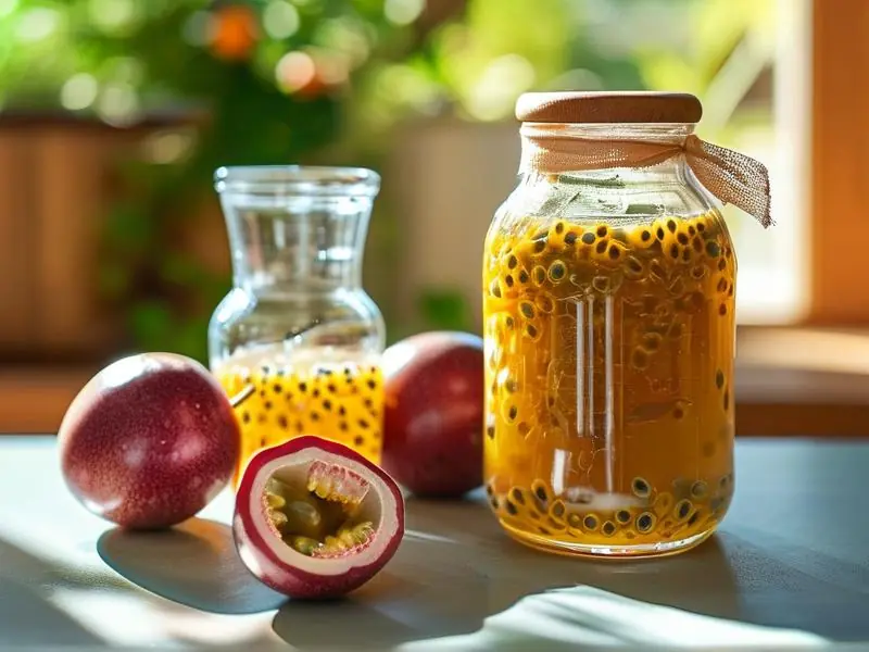 自制百香果酒原料与发酵过程实拍图