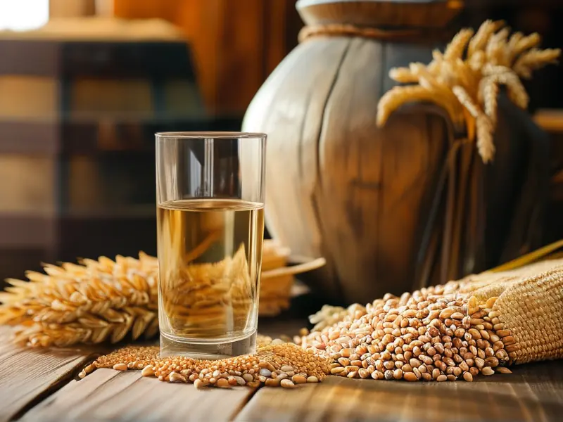 纯粮酒与粮食原料对比图