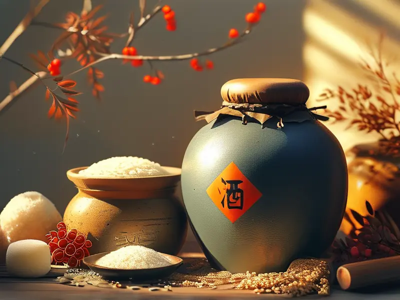 传统冬酿酒及其原料展示