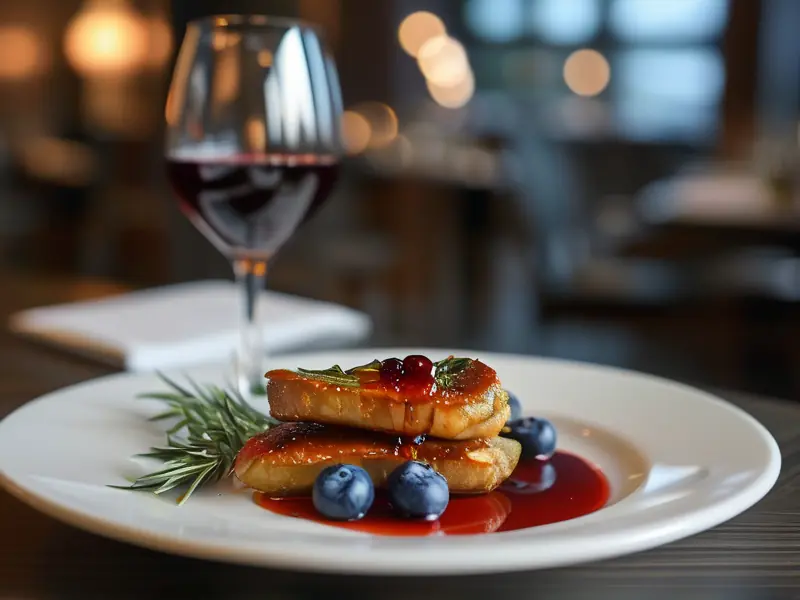 煎鹅肝配红酒汁成品图