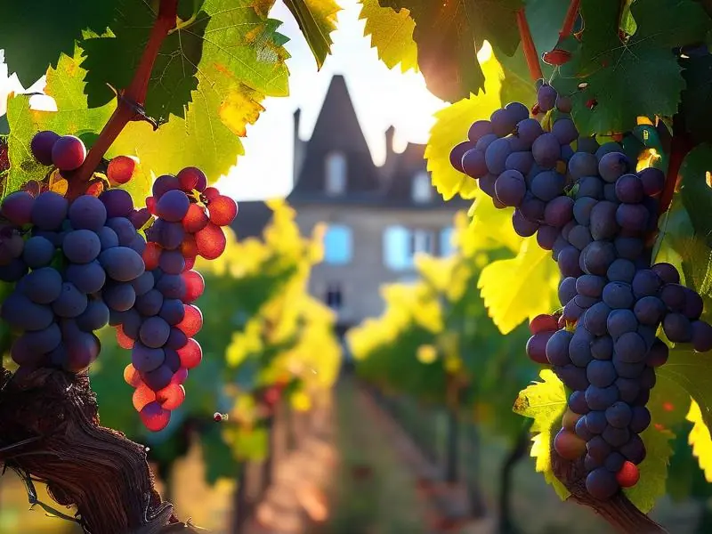 法国葡萄园工人采摘葡萄用于酿造红酒