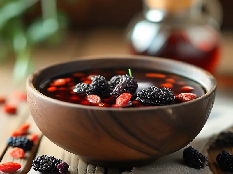 自制枸杞桑葚酒成品展示