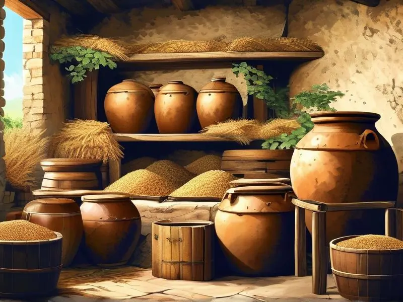 古代酿酒场景展示古人自然发酵酿酒技术