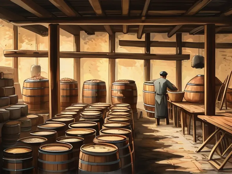 传统固态法酿酒车间工作现场