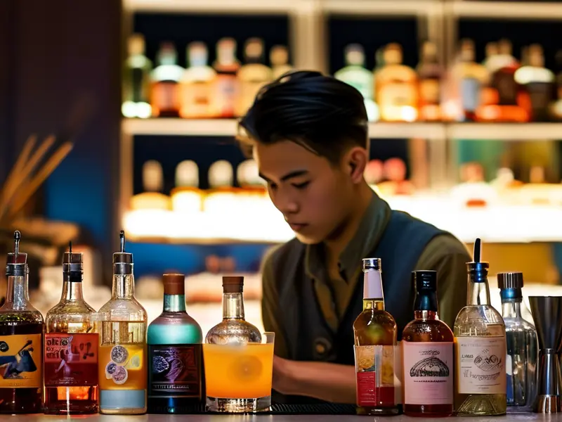 广州调酒培训学校学员学习调酒
