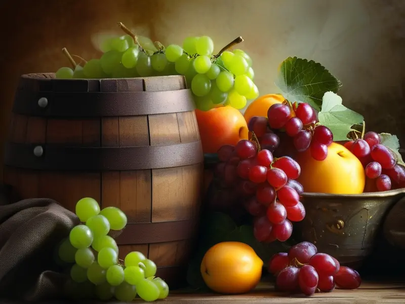 新鲜水果与发酵罐准备制作果酒