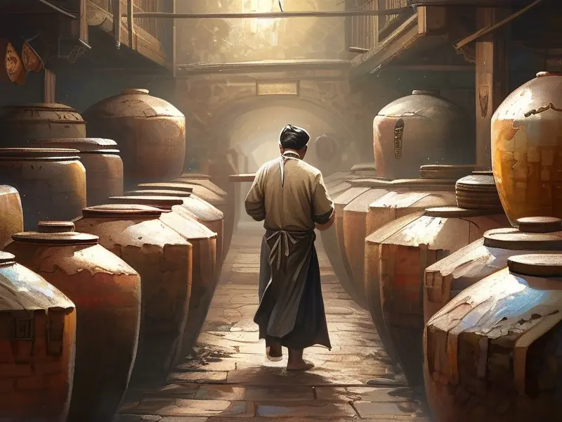 国台酿酒工艺传统操作场景