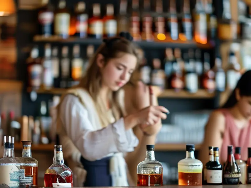 调酒培训学校学生正在学习调酒技术