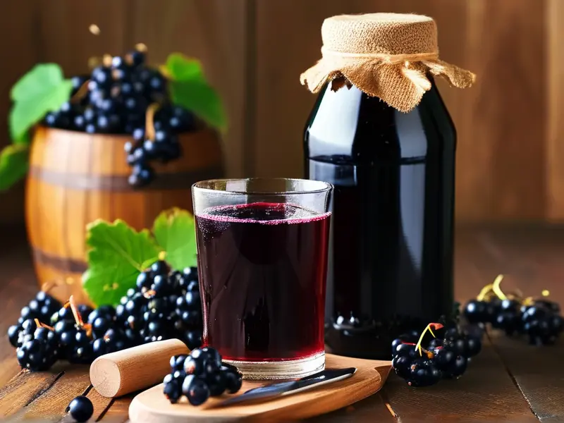 黑加仑酿酒原料与发酵过程实拍图