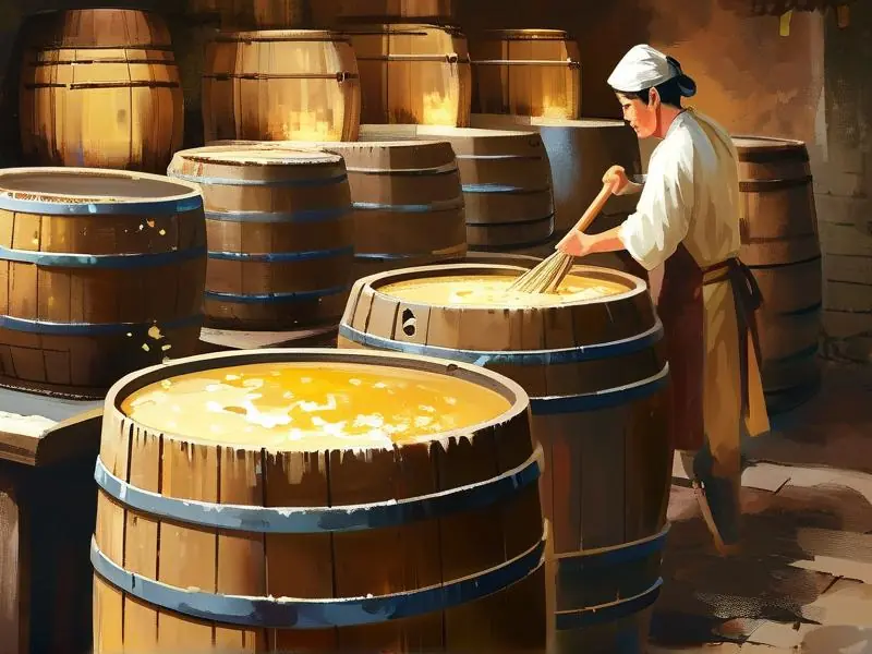 传统黄酒酿造过程展示