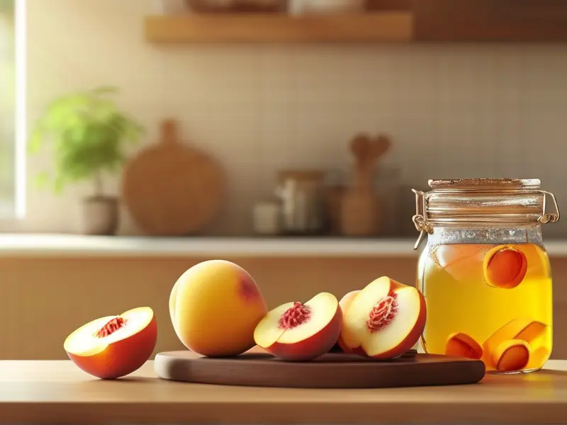 家庭自制黄桃酒的发酵过程实拍图