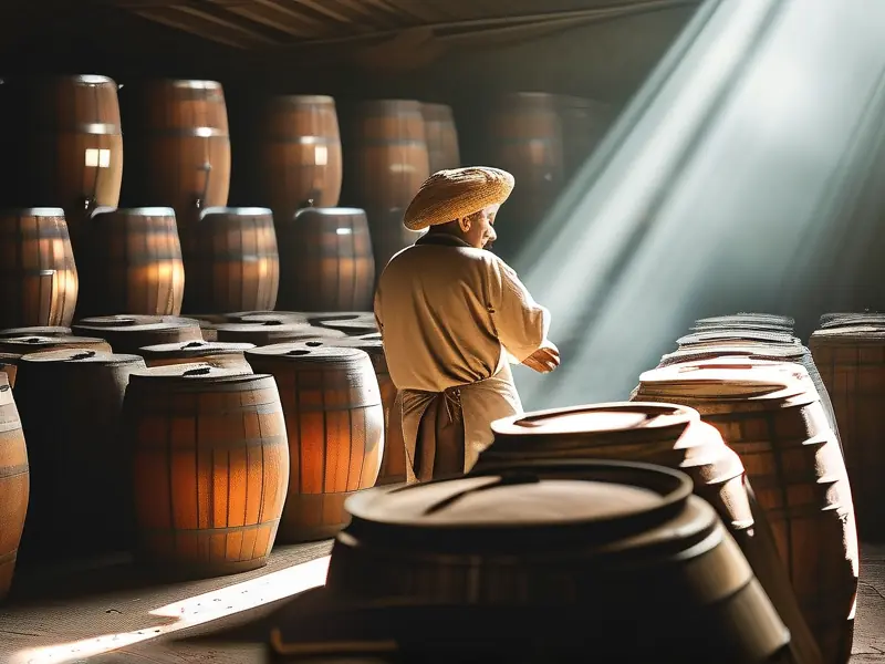 酿酒师检查酱酒12987工艺的发酵过程