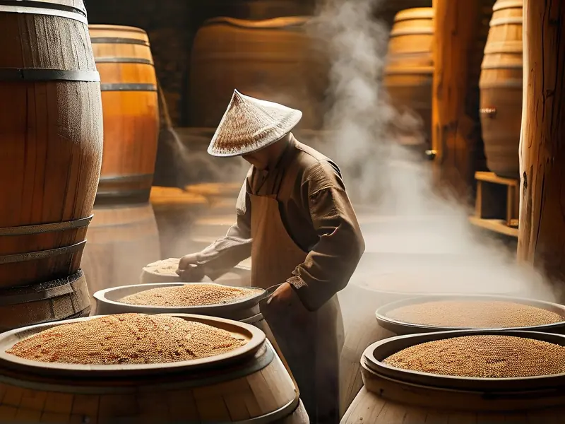 传统酱酒酿造过程展示
