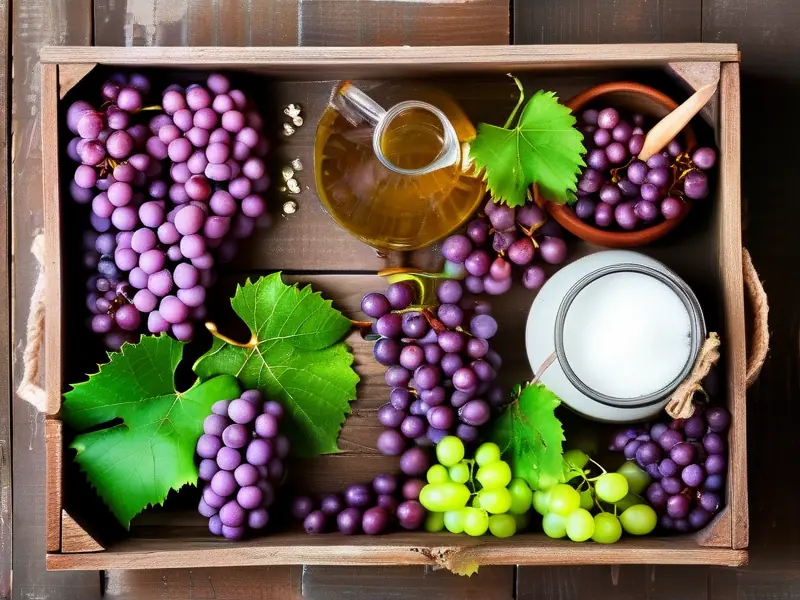 家庭自制葡萄酒原料和工具展示