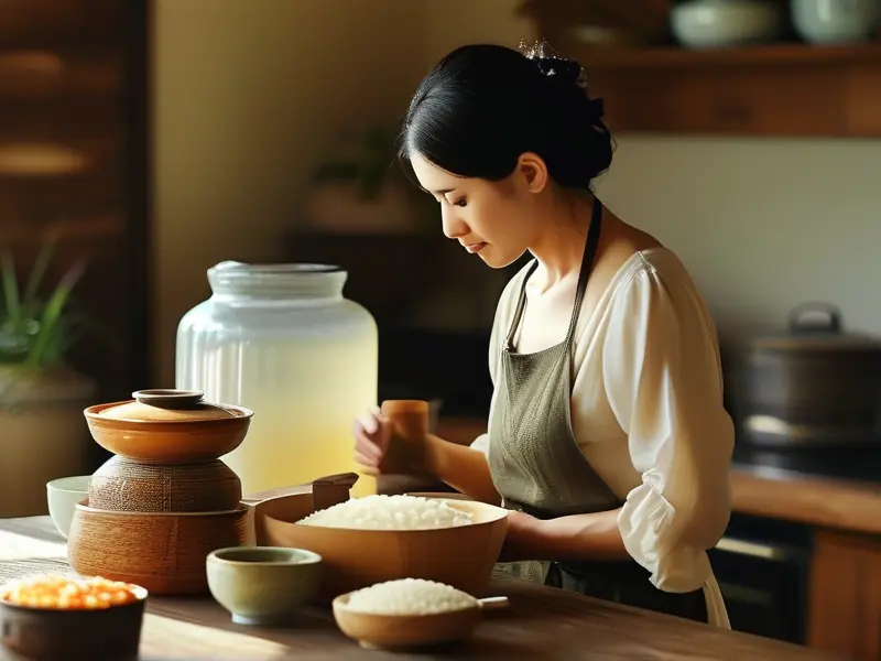 家庭自酿米酒准备过程