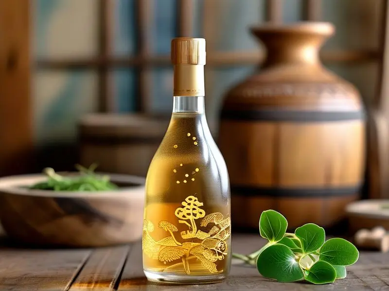 金线莲酒与新鲜金线莲植物展示