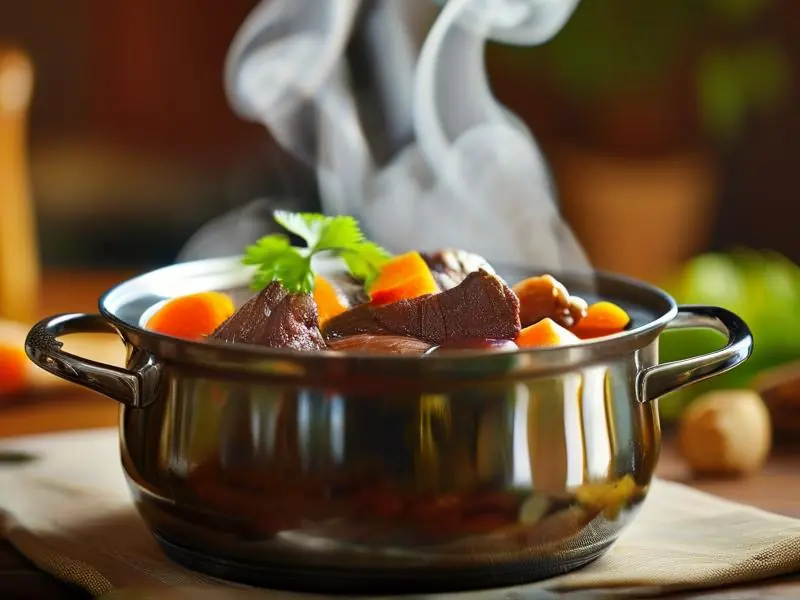 鲜嫩入味的酒煲牛肉成品图