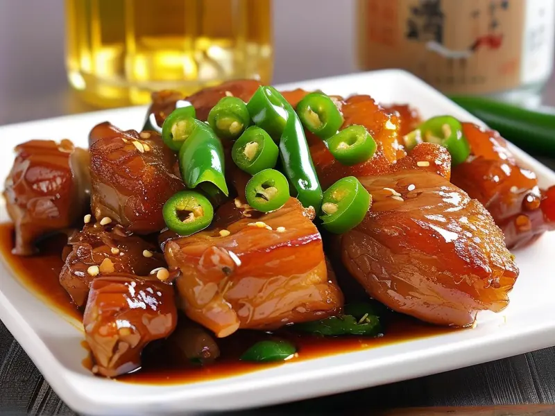 鲜嫩多汁的酒炒肉成品图