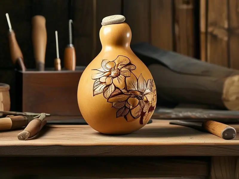 工匠手工制作酒葫芦的过程特写