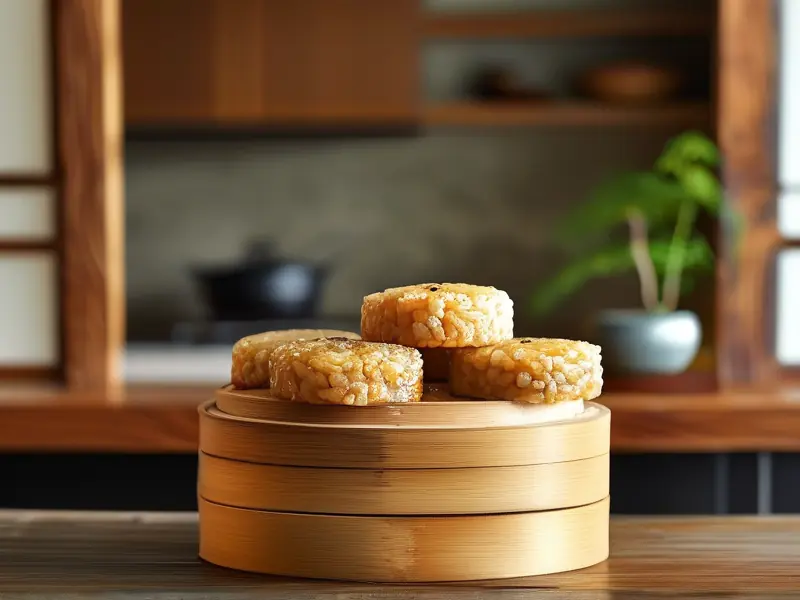 传统工艺制作的酒米饼特写