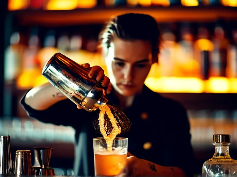 专业调酒师演示酒吧摇酒手法