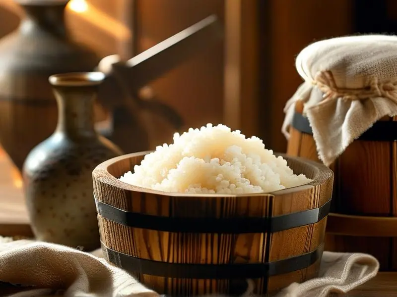 酒米制作原料和工具展示