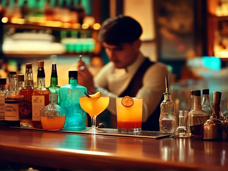 调酒师调制鸡尾酒的场景