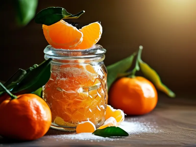 橘子切片与糖混合发酵制作橘子酒的过程