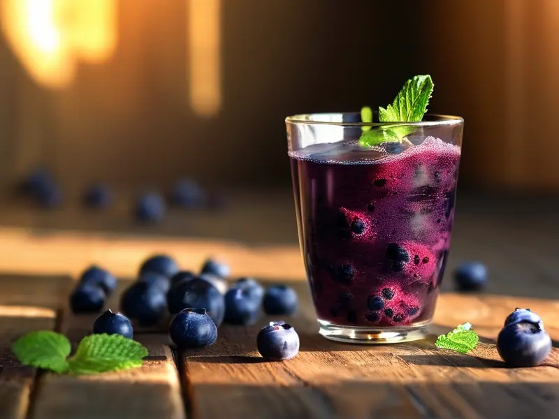 蓝莓泡酒与新鲜蓝莓的搭配展示