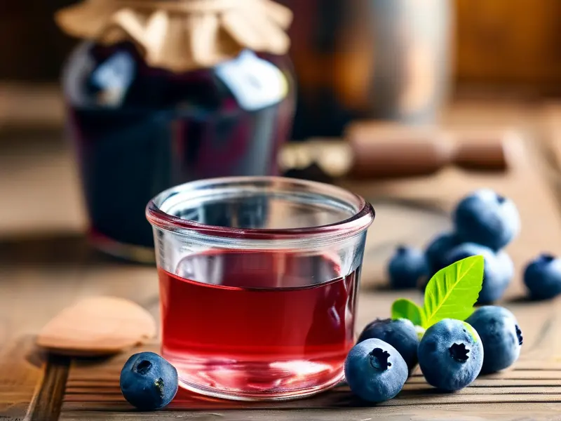 新鲜蓝莓与自制蓝莓酒对比展示