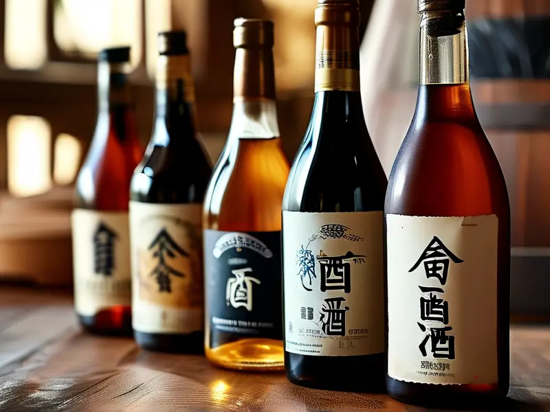 各类粮食酒产品标签代码特写及传统酿酒场景