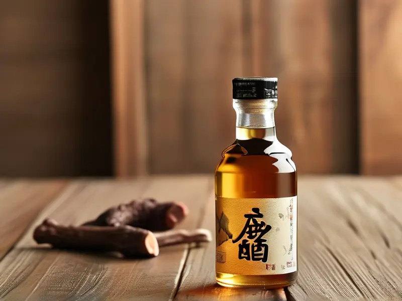 泡制好的鹿茸酒与鹿茸片