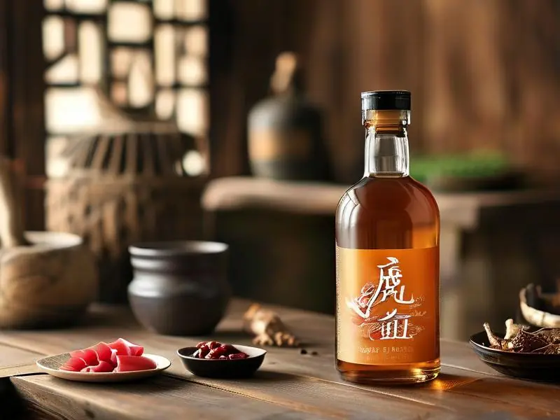 传统鹿血泡酒成品展示与原料