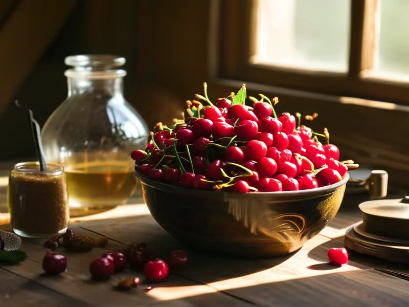 毛樱桃酿酒原料和工具准备