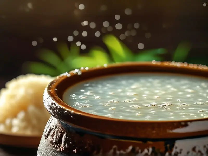 传统米酒发酵过程实拍图