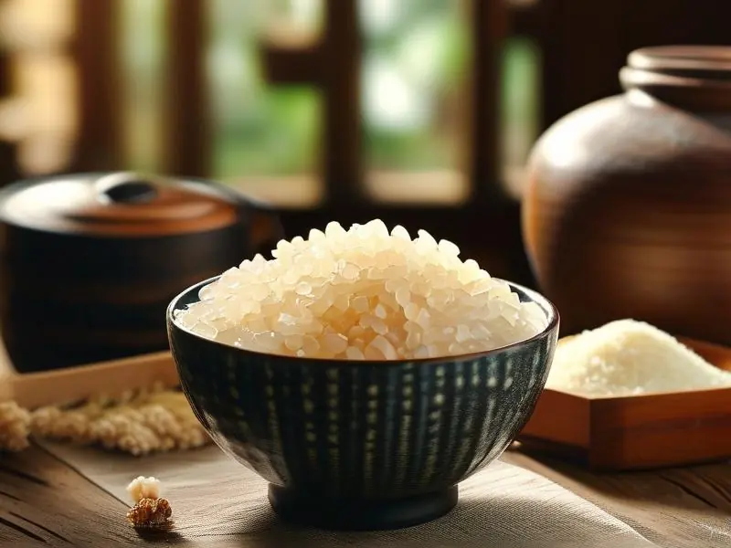 自制米酒成品与原料展示