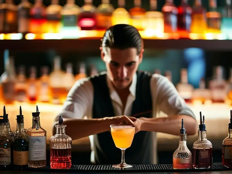 专业调酒师调制鸡尾酒