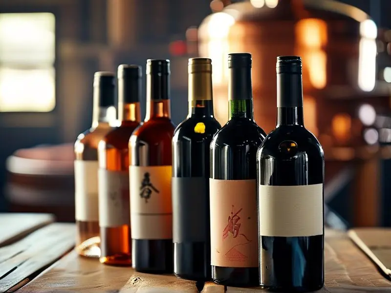 多种纯粮酒品牌展示及酿酒设备背景