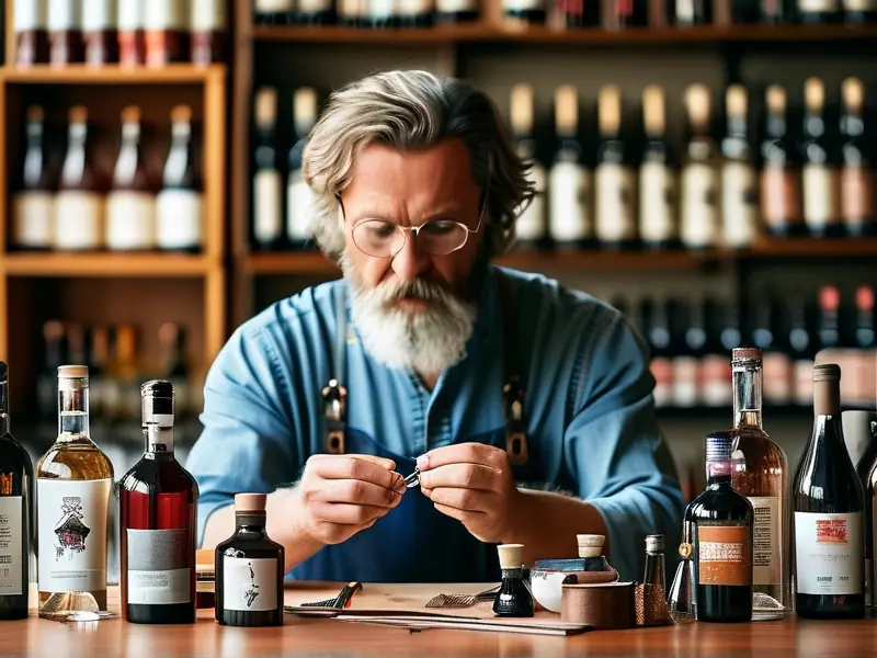 专业酿酒师进行白酒勾兑技术操作