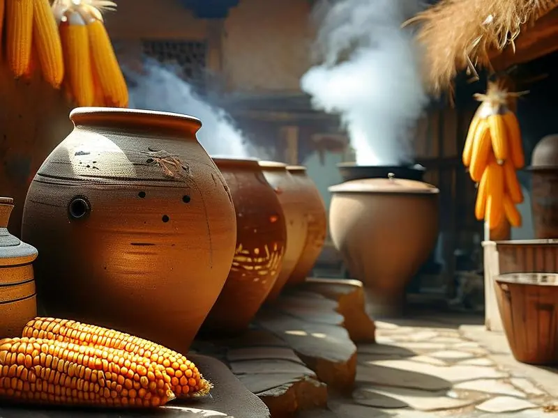 传统玉米酒酿造现场实拍图