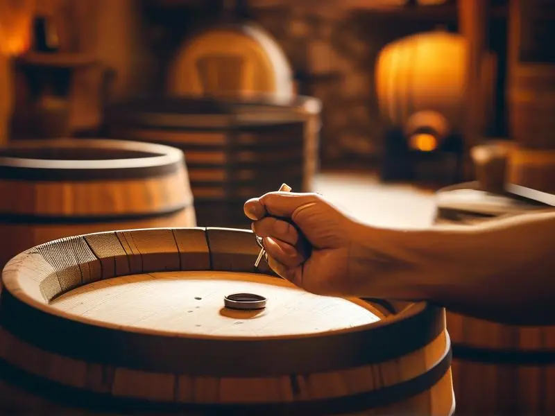 专业酿酒师测量发酵温度工作场景