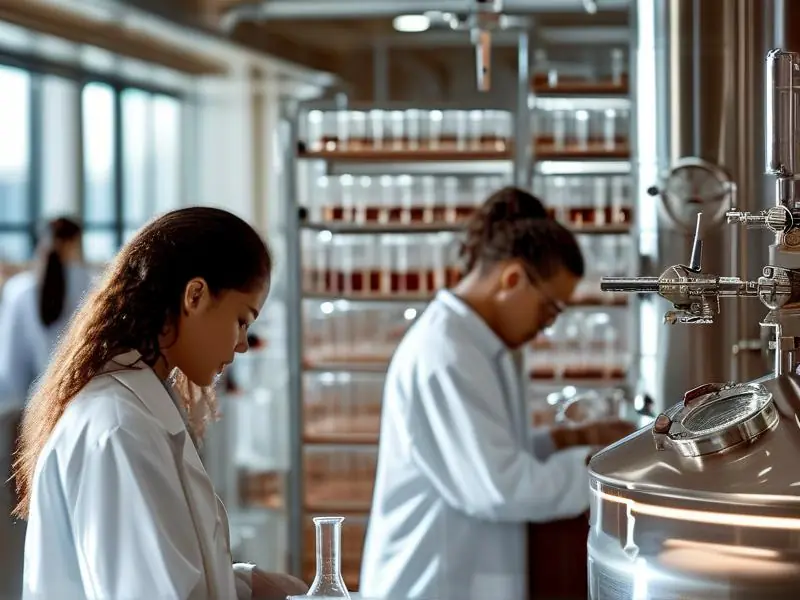 酿酒工程专业学生在实验室实践操作场景