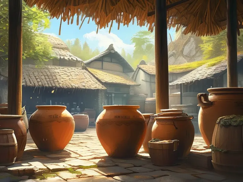 古代酿酒场景展示酿酒行业的祖先工作画面