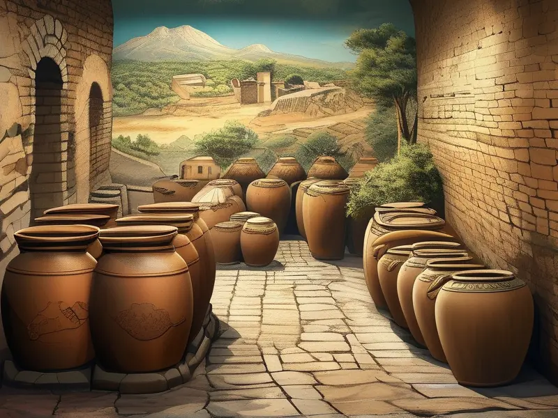 古代人使用陶罐酿酒的场景复原图