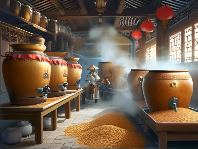 中国传统酿酒三种工艺对比展示:固态发酵、液态发酵和半固态发酵