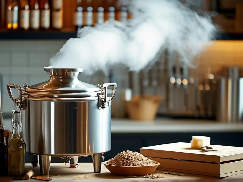 专业酿酒师检查家用酿酒设备工作状态